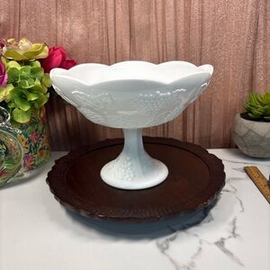 vintage white milk glass pedestal bowl in the "Colony Harvest Grape"